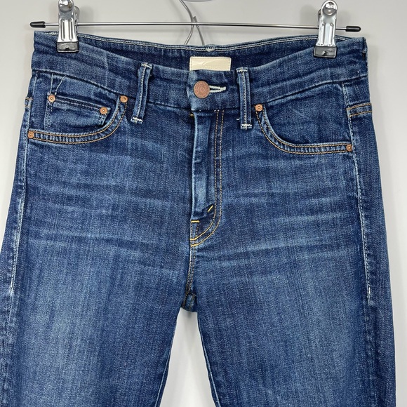 MOTHER High Rise Waisted Looker Flowers From the Storm Wash Skinny Jeans Size 24 - Picture 5 of 16